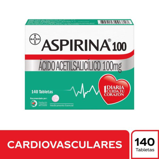 ASPIRINA 100 MG 140 TBS ACETILSALICILICO ACIDO