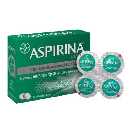 ASPIRINA ULTRA 500 MG 20 TABLETAS ACETILSALICILICO ACIDO