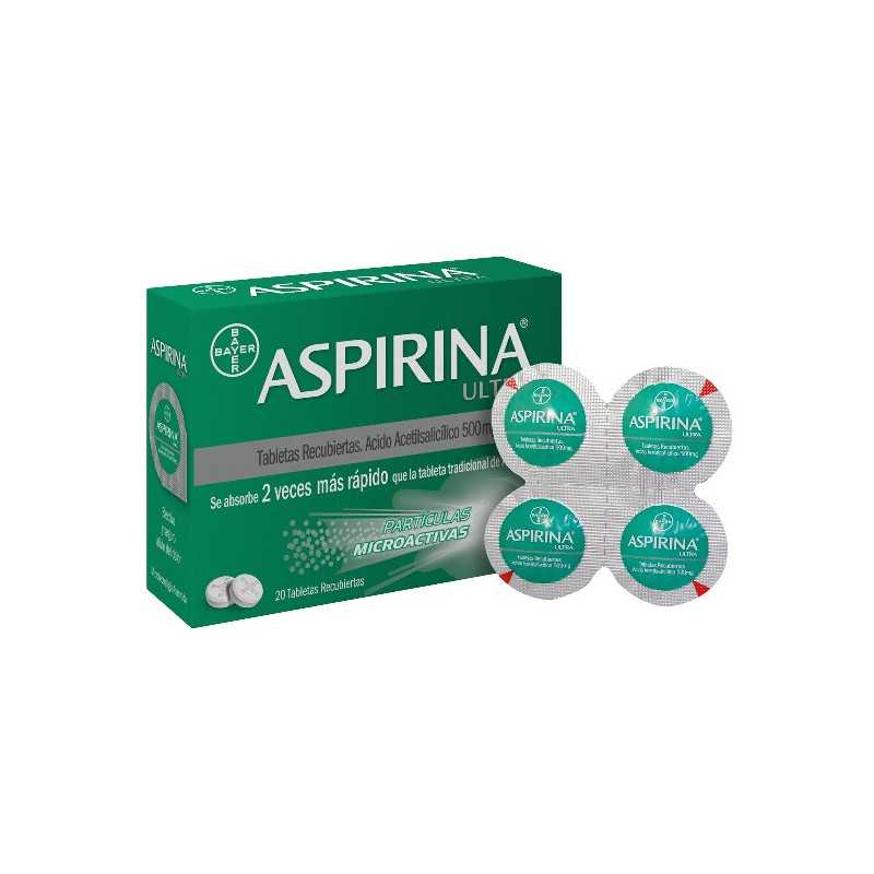 ASPIRINA ULTRA 500 MG 20 TABLETAS ACETILSALICILICO ACIDO