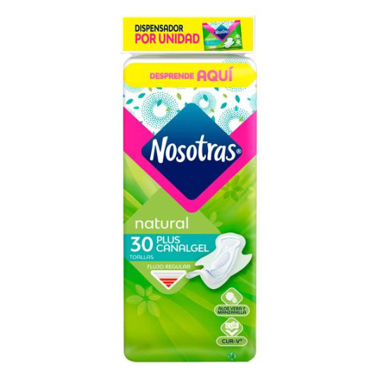 TOA.NOSOTRAS NATURAL PLUS CANALGEL 30UDS TOALLAS