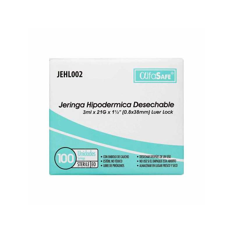 JERINGA ALFA 3P 3 ML 21X1 1/2 100 UDS JERINGAS