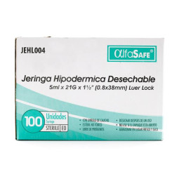 JERINGA ALFA 3P 5 CC 21 X 1 1/2 100 UDS JERINGAS