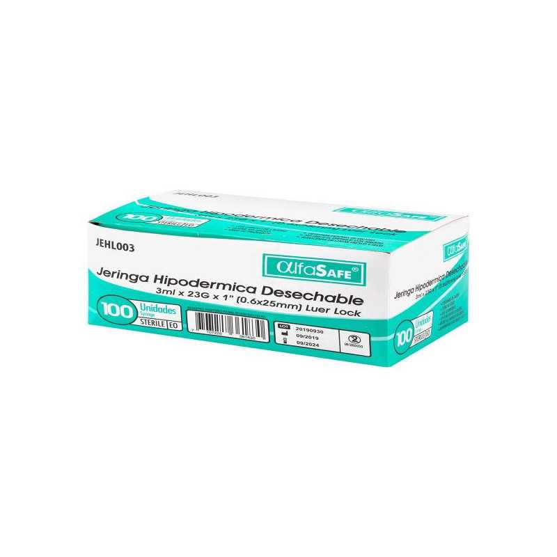 JERINGA ALFA 3P 3 ML 23 X 1 100 UDS JERINGAS