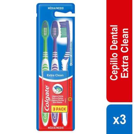 3 CEP.COLGATE EXTRA CLEAN CEPILLOS