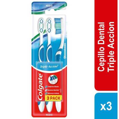 3 CEP.COLGATE TRIPLE ACCION MEDIO EM. EC CEPILLOS