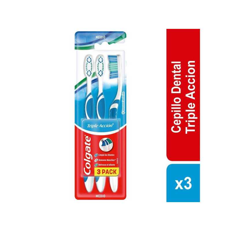3 CEP.COLGATE TRIPLE ACCION MEDIO EM. EC CEPILLOS 3 CEP.COLGATE TRIPLE ACCION MEDIO EM. EC CEPILLOS