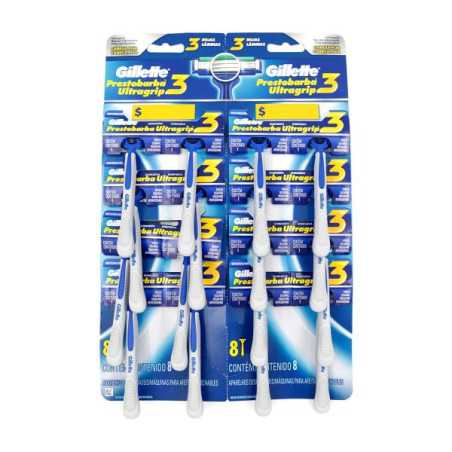 MAQ.PRESTOBARBA U.GRIP 3 HOJAS 16 UDS MAQUINAS