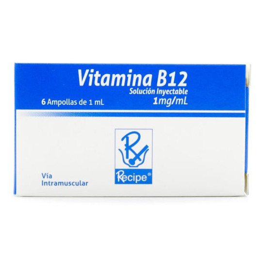VITAMINA B12 1 ML 6 AMPOLLAS RC CIANOBALAMINA VITAMINA B12 1 ML 6 AMPOLLAS RC CIANOBALAMINA