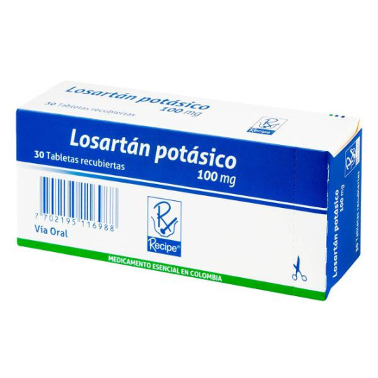 LOSARTAN POTASICO 100 MG 30 TBS RC LOSARTAN