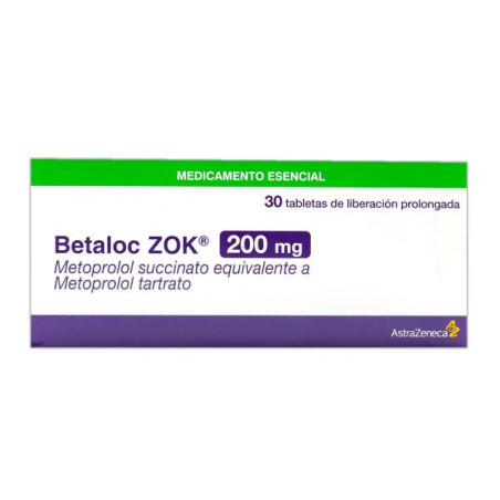 BETALOC ZOK 200 MG 30 TABLETAS (A) METOPROLOL