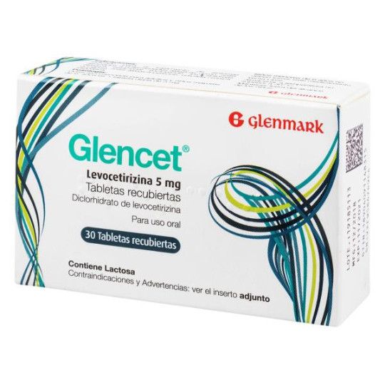 GLENCET 5 MG 30 TAB LEVOCETIRICINA GLENCET 5 MG 30 TAB LEVOCETIRICINA