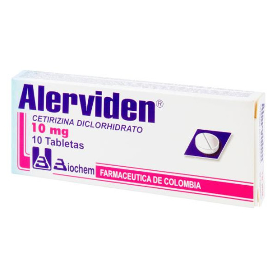 ALERVIDEN 10 MG 10 TABLETAS CETIRIZINA