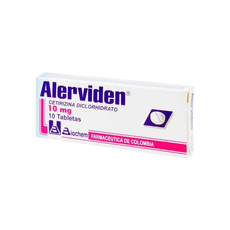 ALERVIDEN 10 MG 10 TABLETAS CETIRIZINA