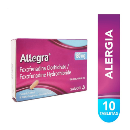 ALLEGRA 180 MG 10 TABLETAS (DA)(A) FEXOFENADINA