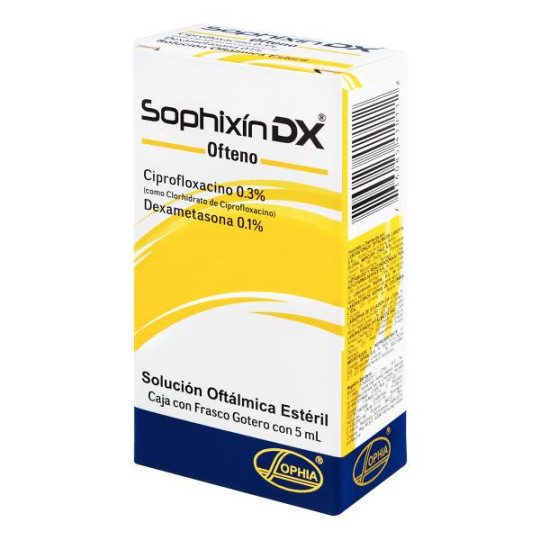 SOPHIXIN DX OFTENO 0.1% 0.3% 5 ML. DEXAMETASONA-CIPROFLOXACI