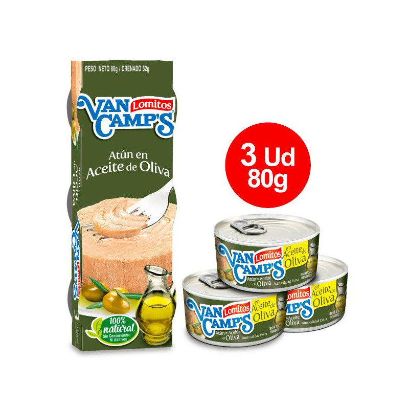 ATUN ACEITE OLIVAS VAN CAMPS 80 GR 3 UDS OTROS ALIMENTOS ATUN ACEITE OLIVAS VAN CAMPS 80 GR 3 UDS OTROS ALIMENTOS