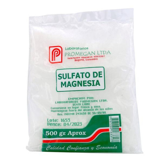 SULFATO DE MAGNESIA 500 GR PROMEGAN SULFATO DE MAGNESIA SULFATO DE MAGNESIA 500 GR PROMEGAN SULFATO DE MAGNESIA