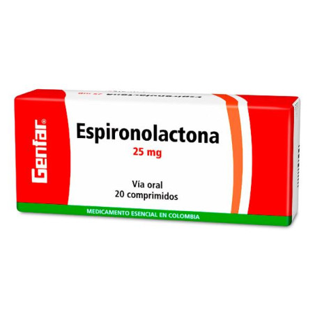 ESPIRONOLACTONA 25 MG 20 TABLETAS W ESPIRONOLACTONA