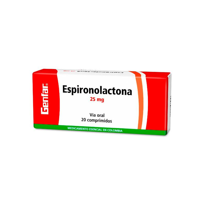 ESPIRONOLACTONA 25 MG 20 TABLETAS W ESPIRONOLACTONA