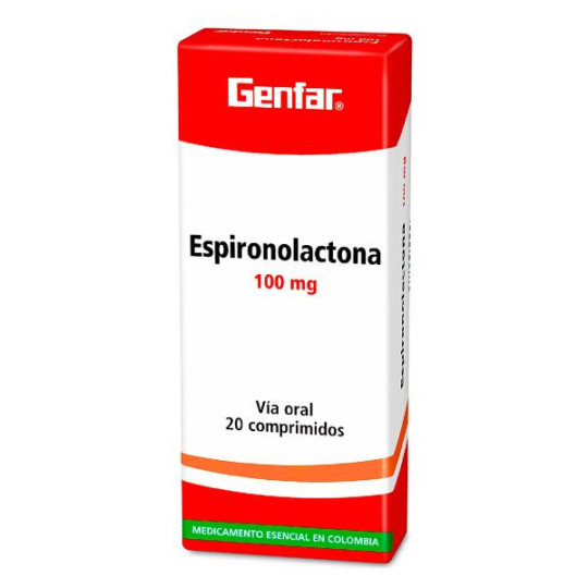 ESPIRONOLACTONA 100 MG 20 TABLETAS W ESPIRONOLACTONA