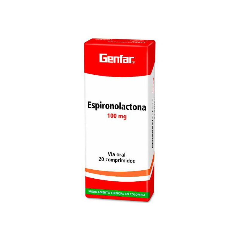 ESPIRONOLACTONA 100 MG 20 TABLETAS W ESPIRONOLACTONA