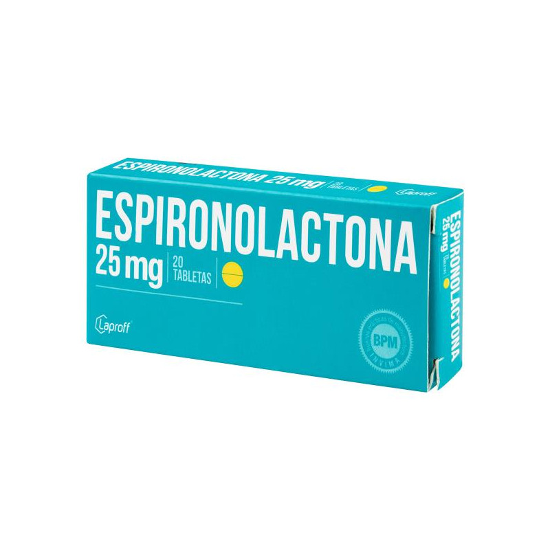 ESPIRONOLACTONA 25 MG 20 TABLETAS LP ESPIRONOLACTONA 
