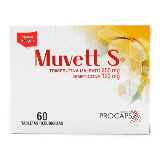 MUVETT S 200/120 MG 60 TABLETAS TRIMEBUTINA-SIMETICONA 