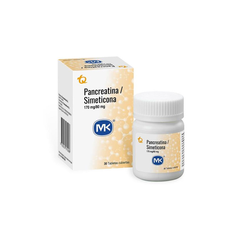 PANCREATINA SIMETICONA 30 TABLETAS MK PANCREATINA