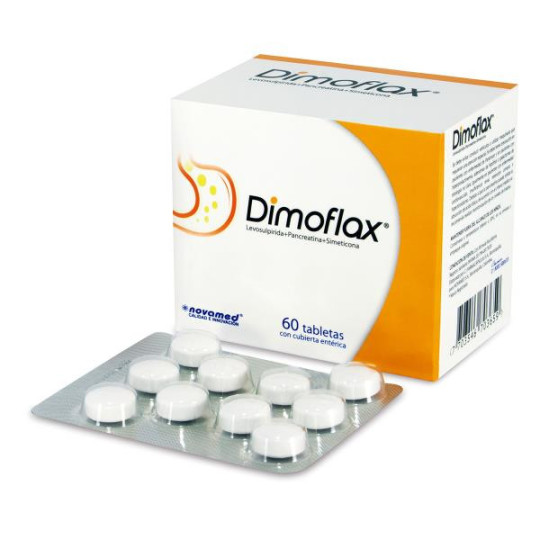 DIMOFLAX 150 MG 60 TABLETAS LEVOSULPIRIDA PANCREATINA SIMETICONA