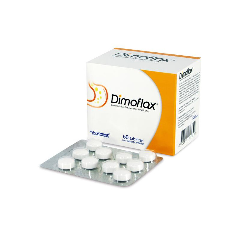 DIMOFLAX 150 MG 60 TABLETAS LEVOSULPIRIDA PANCREATINA SIMETICONA