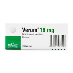 VERUM 16 MG 20 TABLETAS (A)(DA) BETAHISTINA DICLOHIDRATO