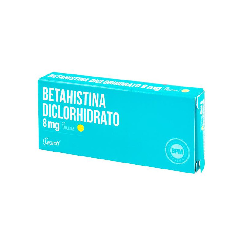 BETAHISTINA 8 MG 20 TABLETAS LP BETAHISTINA DICLOHIDRATO 