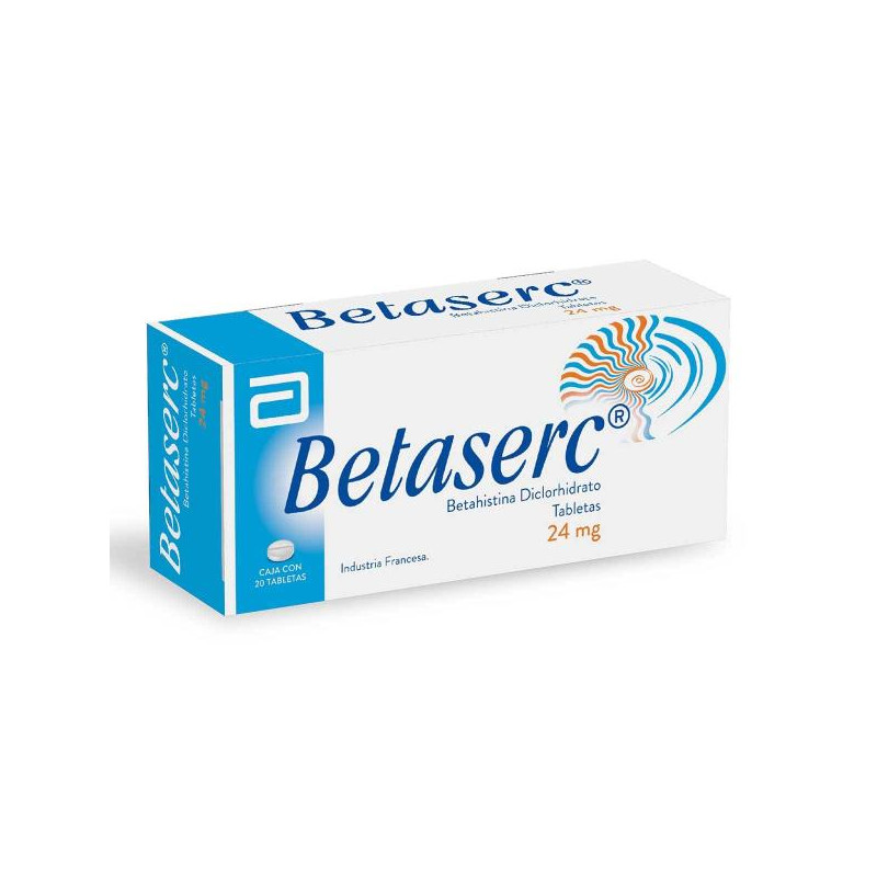 BETASERC 24 MG 20 TABLETAS (A)(PB)(DA) BETAHISTINA DICLOHIDRATO