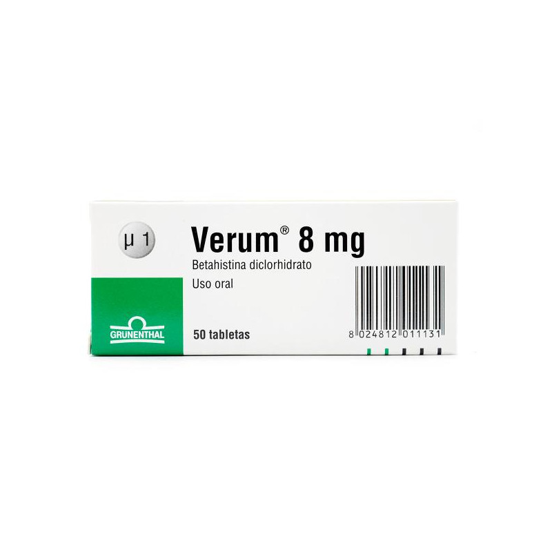 VERUM 8 MG 50 TABLETAS(A)(DA) BETAHISTINA DICLOHIDRATO