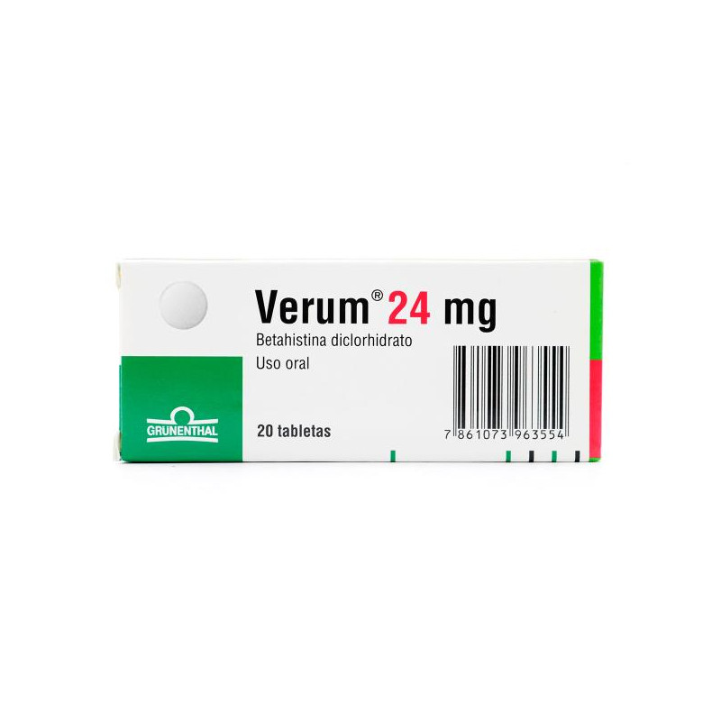 VERUM 24 MG 20 TABLETAS (A)(DA) BETAHISTINA DICLOHIDRATO