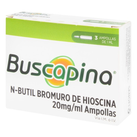 BUSCAPINA 20 MG 1 ML 3 AMPOLLAS HIOSCINA