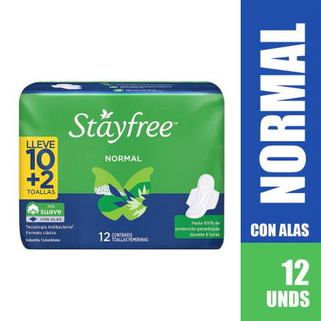 TOA.STAYFREE ESP.ALAS PACK 12 UDS 