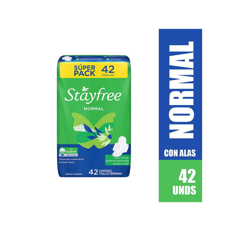 TOA.STAYFREE ESP.ALAS DISP.42 UDS TOALLAS