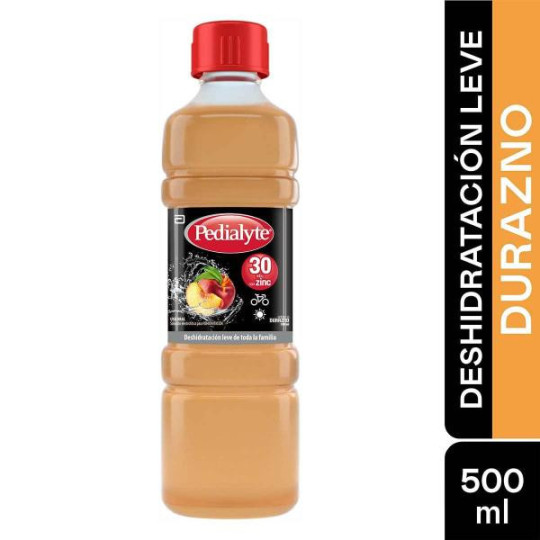 PEDIALYTE CON ZINC 30 DURAZNO 500 ML SODIO-POTACIO-CALCIO-MAGNESIO.