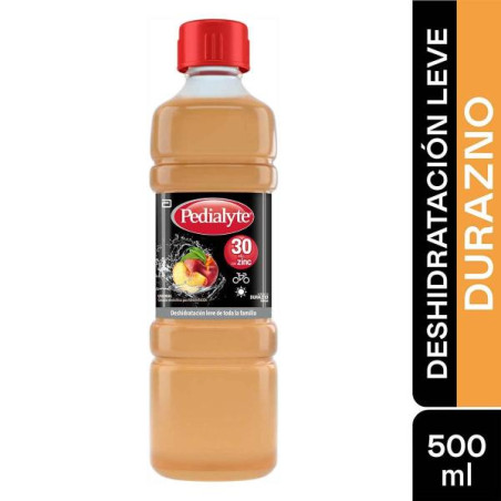 PEDIALYTE CON ZINC 30 DURAZNO 500 ML SODIO-POTACIO-CALCIO-MAGNESIO.