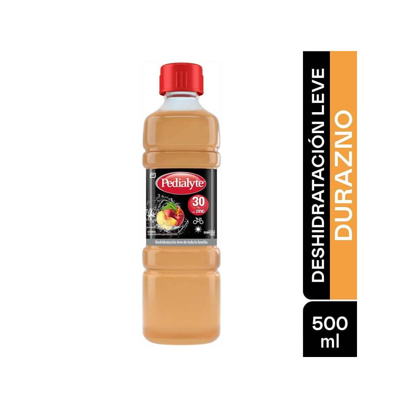 PEDIALYTE CON ZINC 30 DURAZNO 500 ML SODIO-POTACIO-CALCIO-MAGNESIO.