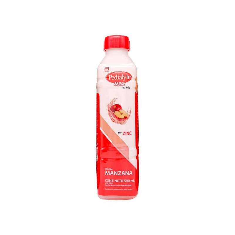 PEDIALYTE CON ZINC 60 MANZANA 500 ML SODIO-POTACIO-CALCIO-MAGNESIO.