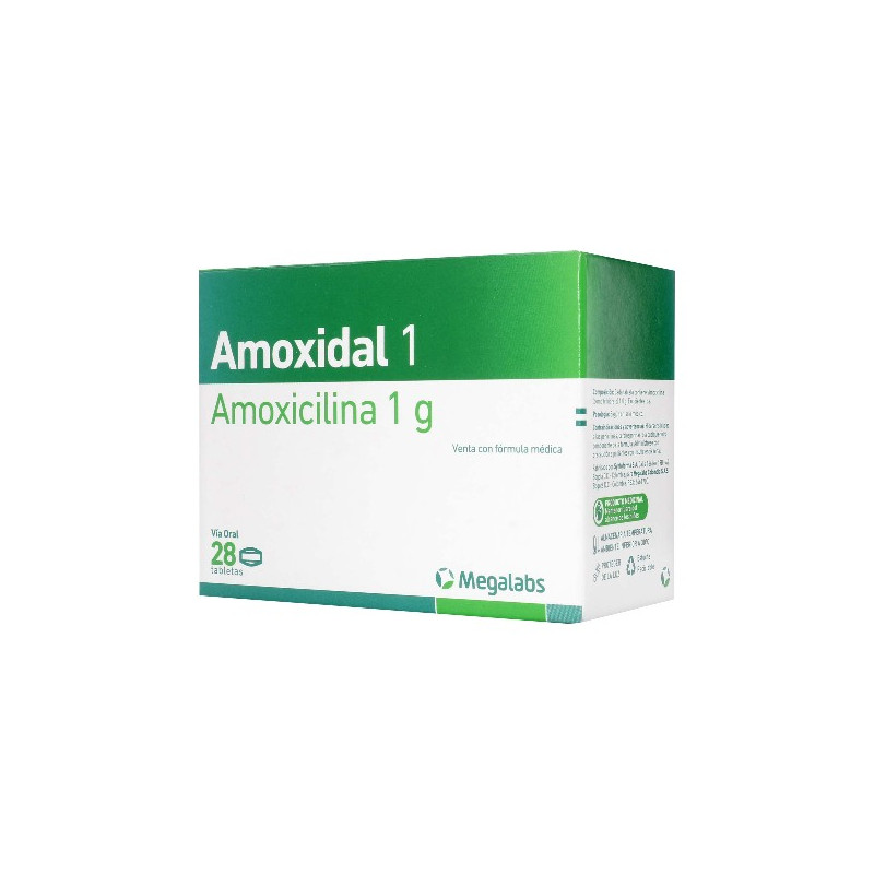 AMOXIDAL 1 GRAMO 28 TABS AMOXICILINA