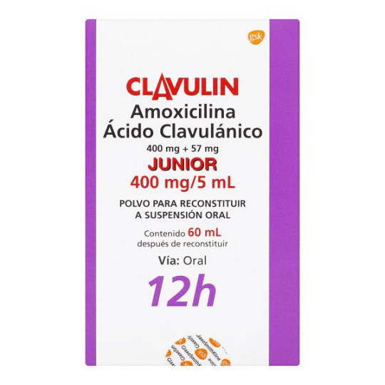 CLAVULIN JUNIOR 400 MG/5 ML 60 ML (DA) AMOXICILINA ACIDO CLAVULANICO CLAVULIN JUNIOR 400 MG/5 ML 60 ML (DA) AMOXICILINA ACIDO CLAVULANICO