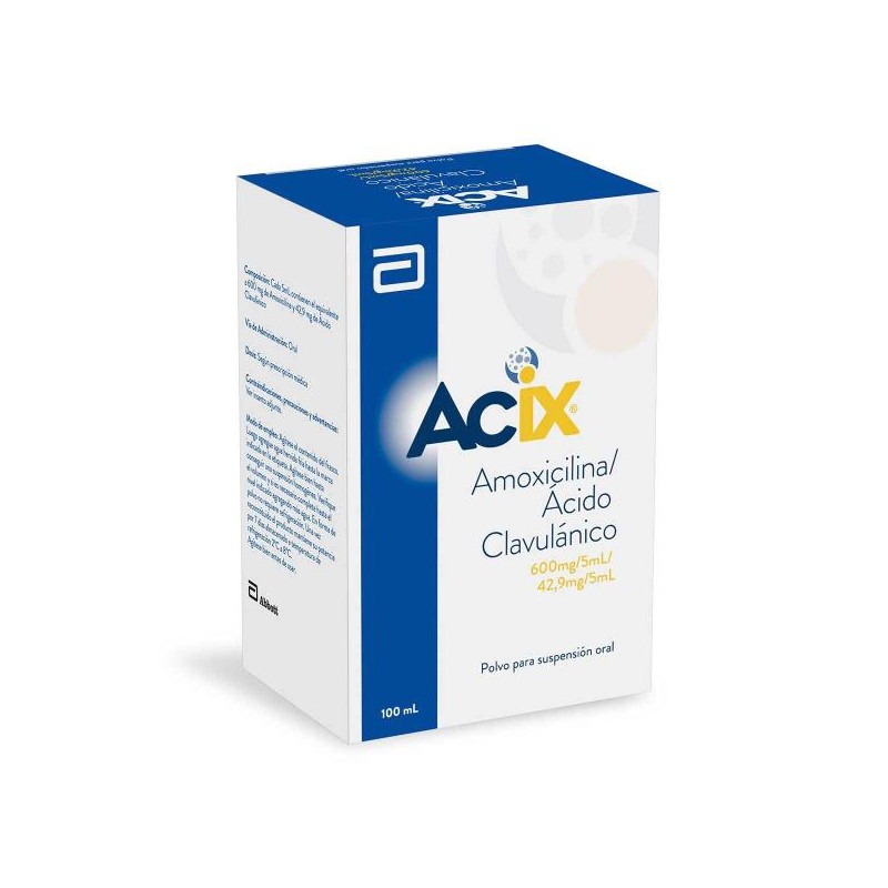 ACIX POLVO SUSP 600 MG-42.9 MG/5 ML 100 ML AMOXICILINA ACIDO ACIX POLVO SUSP 600 MG-42.9 MG/5 ML 100 ML AMOXICILINA ACIDO