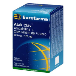 ATAK CLAV 875 MG 14 TABLETAS AMOXICILINA ACIDO CLAVULANICO