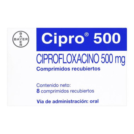 CIPRO 500 MG 8 TABLETAS (A)(DA) CIPROFLOXACINA