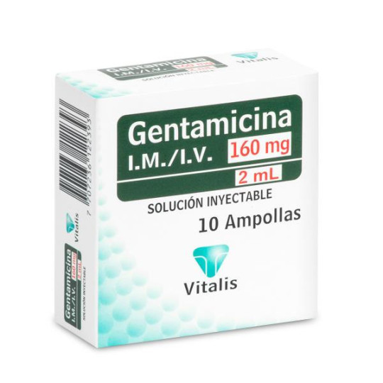 GENTAMICINA 160 MG/2 ML 10 AMPOLLAS VT GENTAMICINA GENTAMICINA 160 MG/2 ML 10 AMPOLLAS VT GENTAMICINA