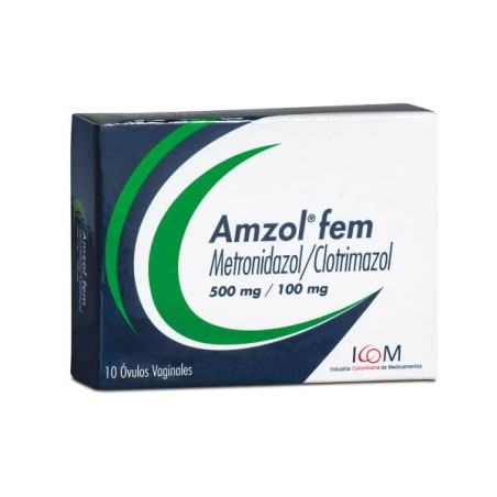 AMZOL FEM OVULOS 500/100 MGS X 10 UND (PUMCV) (METRONIDAZOL