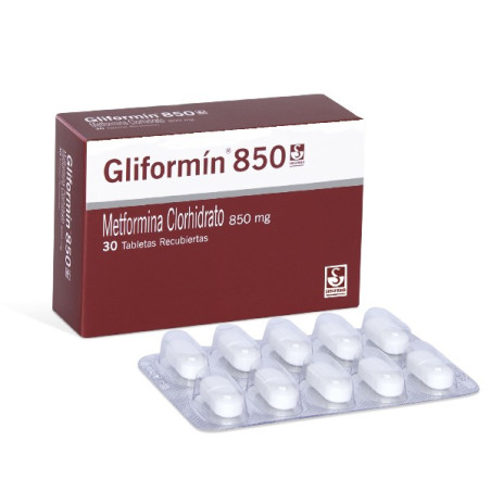 GLIFORMIN 850 MG 30 TABLETAS(PB) METFORMINA